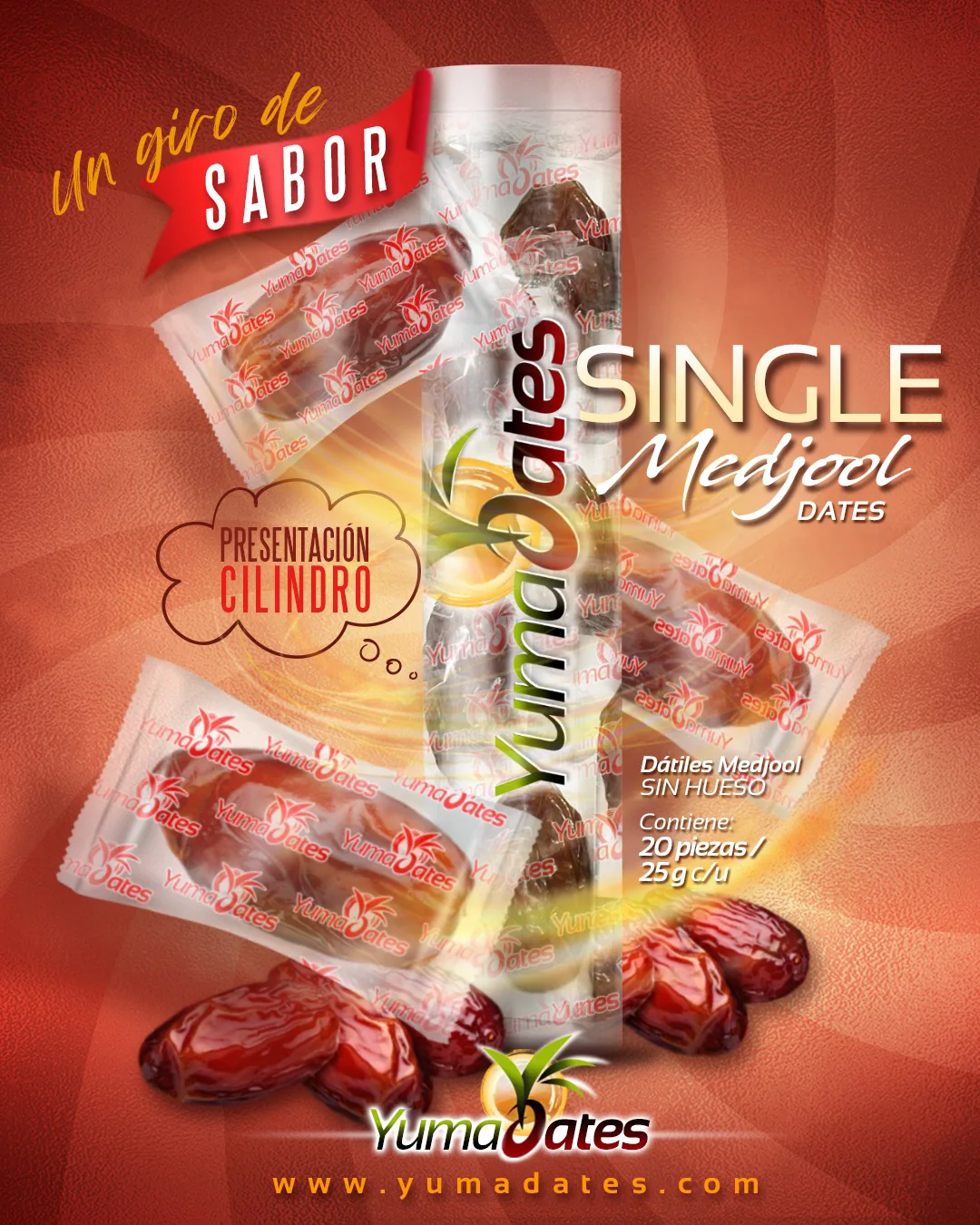 Yuma Dates cylinder product information artwork